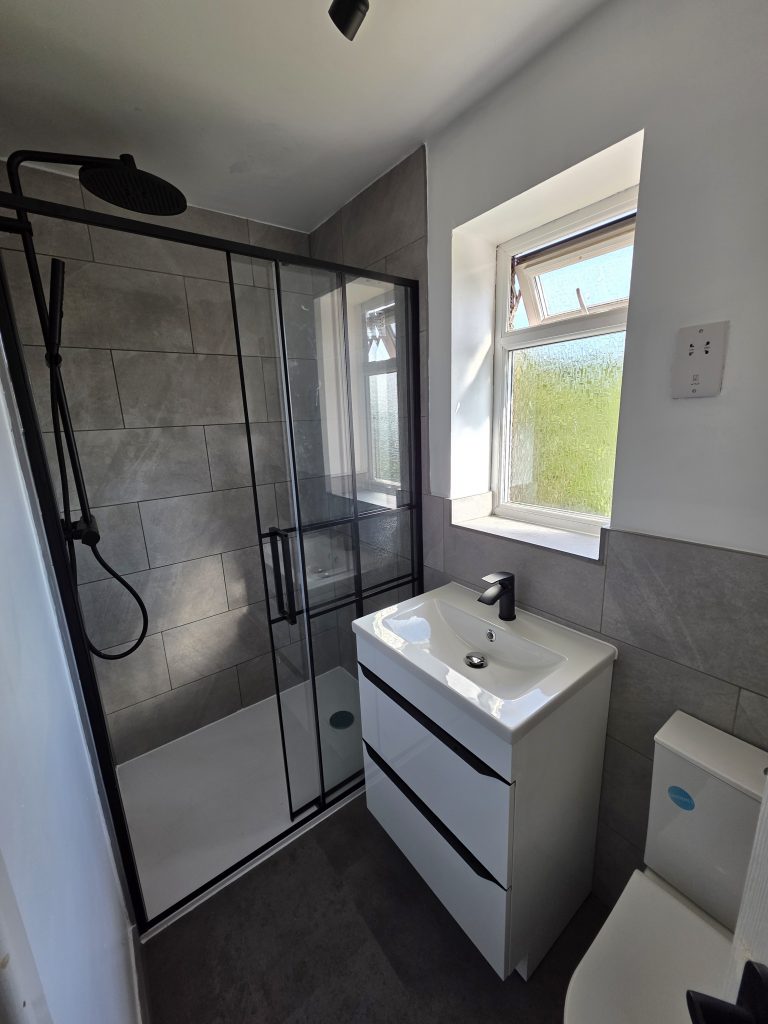 A renovated bathroom.